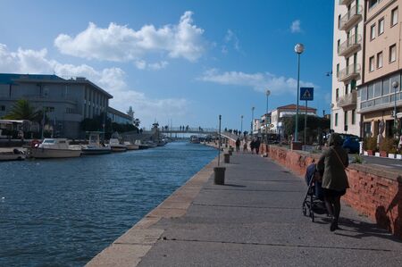 22 october 2017-viareggio-italy-view of one of the viareggio canals, italyのeditorial素材