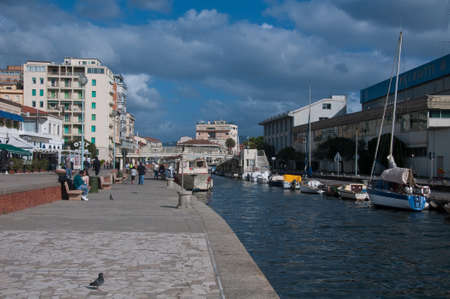 22 october 2017-viareggio-italy-view of one of the viareggio canals, italyのeditorial素材