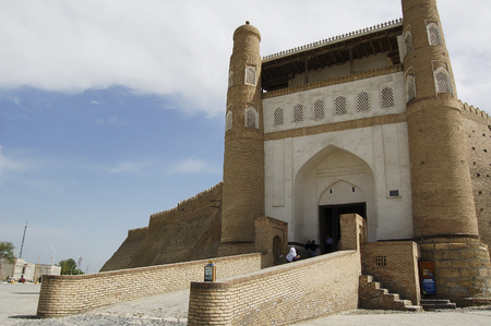 The entrance gate to the old city of Bukhara, uzbekistanのeditorial素材