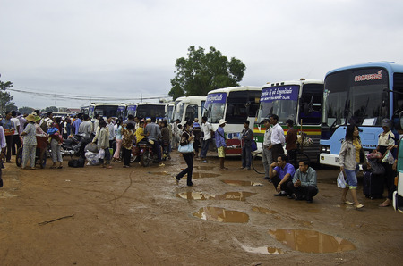 20 september 2006-Siem reap-Cambodia- Siem Reap bus station, cambodiaのeditorial素材