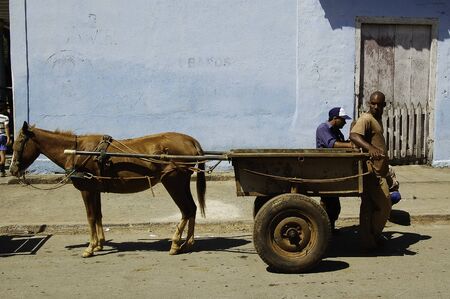18 april 2007-pinar del rio-cuba-
A cart pulled by a horse through the streets of Vinales, cubaのeditorial素材