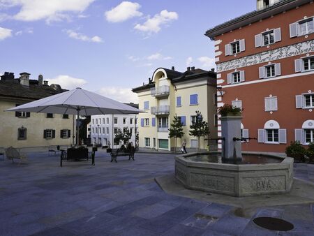 10 august 2019-Silvaplana-suisse-View of the city of Silvaplanaのeditorial素材