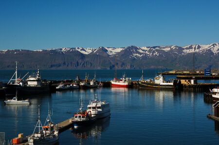 28 july 2012-akureyri-iceland- 
Beautiful view of the port of Akereyriのeditorial素材