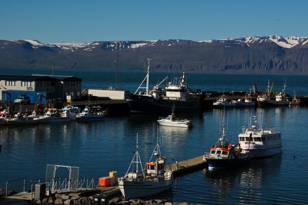 28 july 2012-akureyri-iceland- Beautiful view of the port of Akereyri