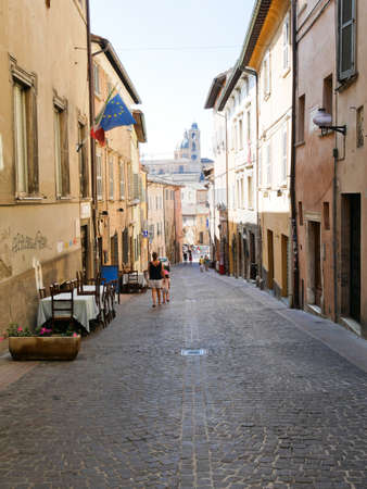 16 august 2020-urbino-italy-walk in the historic streets of urbinoのeditorial素材