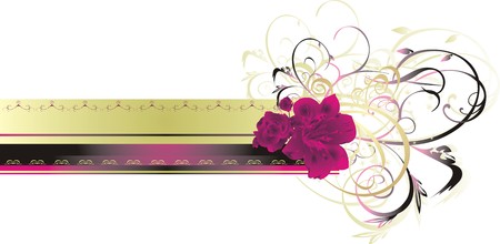 Lily and rose. Floral decoration for card. Vectorのイラスト素材