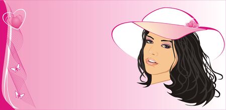 Beautiful girl with hat. Fashion card. Vectorのイラスト素材