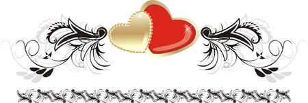 Floral ornament with hearts. Vectorのイラスト素材