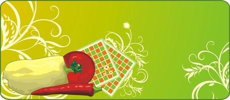 Vegetables and serviettes. Background for banner. Vectorのイラスト素材
