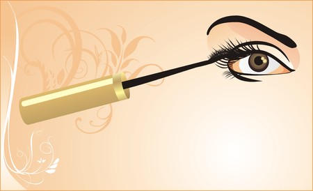 Female eye and mascara. Card. Vectorのイラスト素材