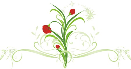 Flowers with ornament. Vectorのイラスト素材