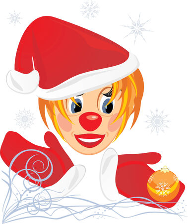 Little Santa with Christmas ball. Vectorのイラスト素材