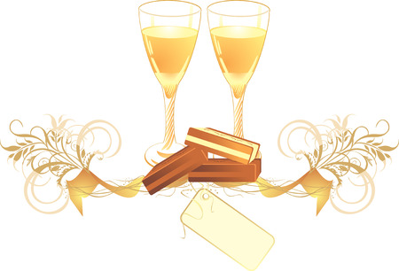 Candies and glasses with champagne. Vectorのイラスト素材
