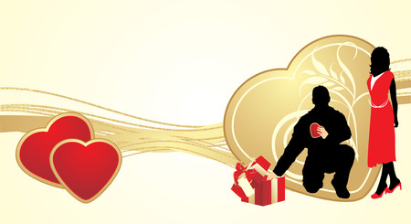 Female and masculine silhouettes. Romantic composition. Vectorのイラスト素材