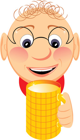 Portrait of jovial fellow with mug of beer. Vectorのイラスト素材