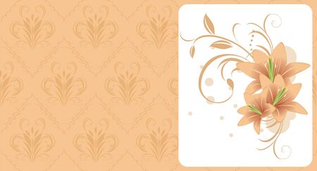 Lilies with ornament. Decorative background for cardのイラスト素材