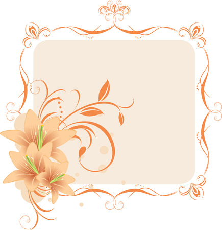 Lilies in the decorative frameのイラスト素材