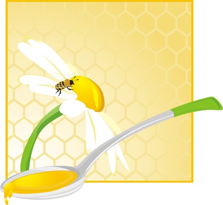 Spoon with floral honeyのイラスト素材