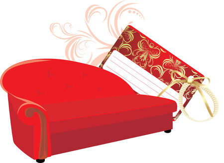 Red stylish sofa with gift cardのイラスト素材