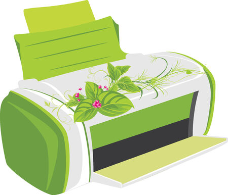 Printer with spring bouquetのイラスト素材