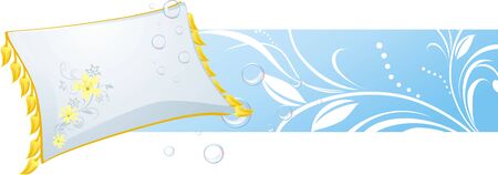White pillow and bubbles. Decorative bannerのイラスト素材