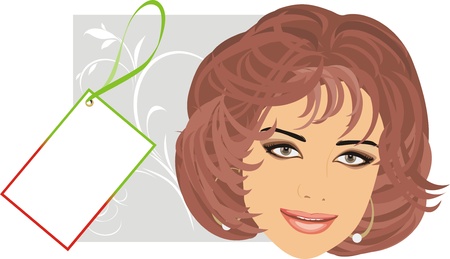 Woman portrait and discount cardのイラスト素材