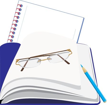 Notepad and glassesのイラスト素材