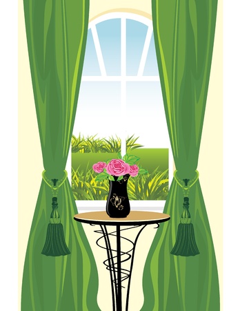 Kind from a window. Fragment of living roomのイラスト素材