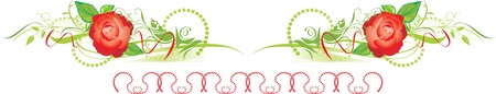 Decorative border with red roseのイラスト素材