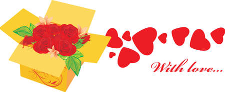 Holiday packing with rosesのイラスト素材