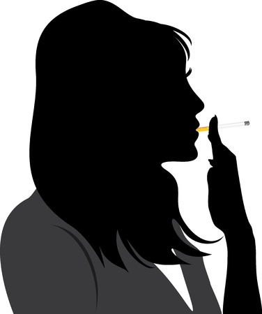Silhouette of smoking womanのイラスト素材
