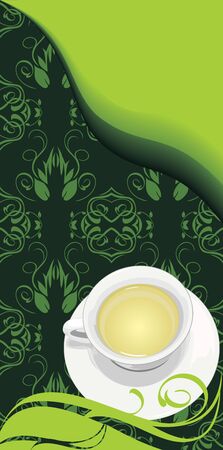 Tea cup on the floral backgroundのイラスト素材