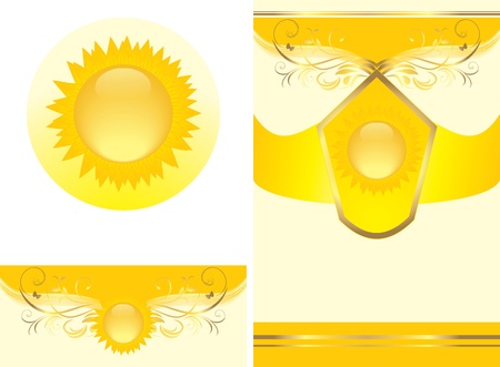 Floral ornament with sun. Decorative elements for designのイラスト素材