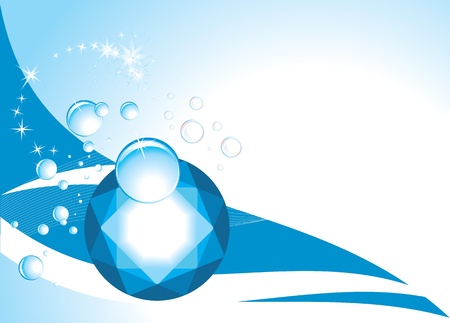 Topaz with drops on the abstract blue backgroundのイラスト素材