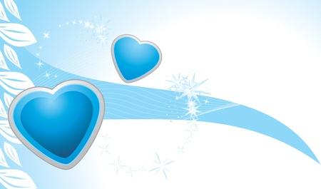 Blue hearts on the abstract background. Bannerのイラスト素材