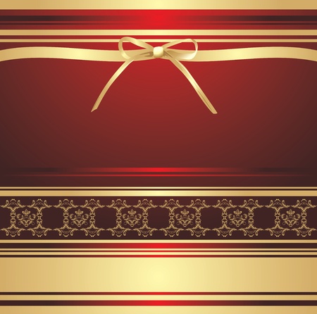Golden bow on the decorative background. Holiday wrappingのイラスト素材