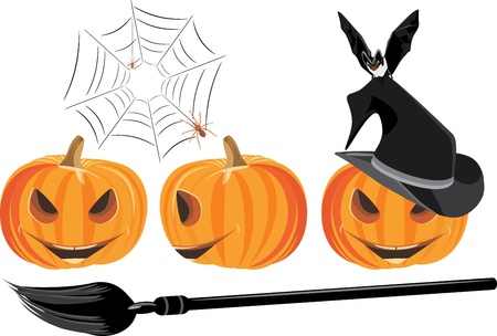 Halloween pumpkins isolated on the whiteのイラスト素材