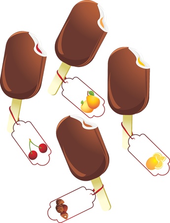 Ice cream with fruit jam and chocolateのイラスト素材