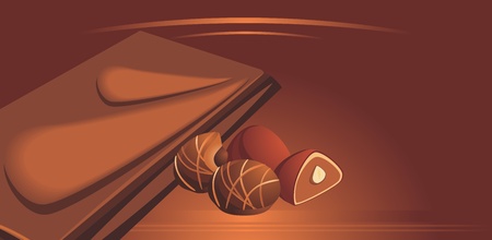 Milk chocolate and candiesのイラスト素材