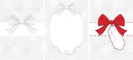 Bow on the decorative background with snowflakesのイラスト素材