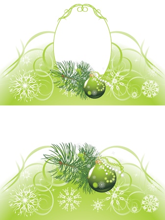 Christmas tree with green ball on the abstract backgroundのイラスト素材