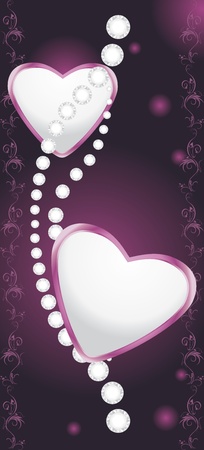 Shining hearts with diamondsのイラスト素材