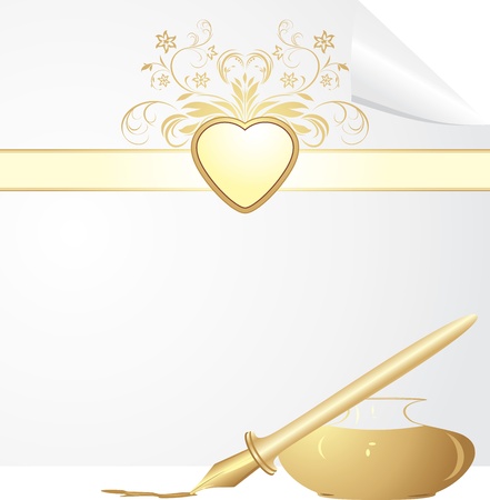 Feather pen and inkwell. Festive blankのイラスト素材