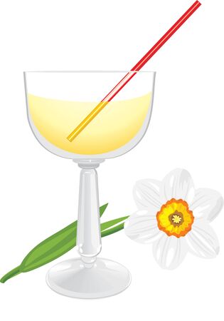 Daffodil and wine glassのイラスト素材