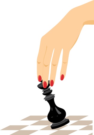 Black king chess in female handのイラスト素材