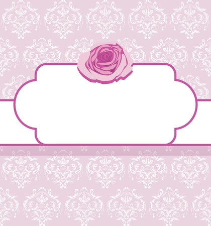 Ornamental frame with pink roseのイラスト素材
