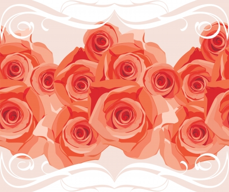 Ornamental border with blooming rosesのイラスト素材