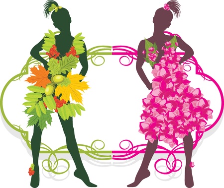 Summer and autumn girls. Fashion collectionのイラスト素材