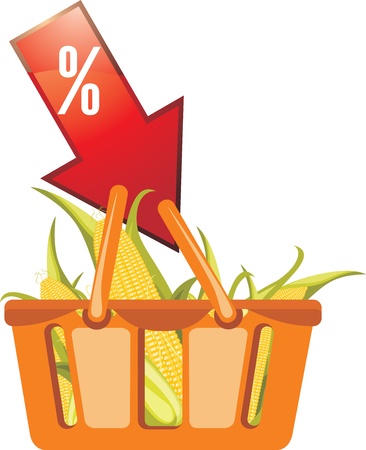 Shopping basket with corncobsのイラスト素材