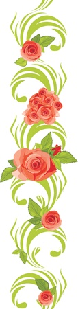 Blooming pink roses on the ornamental borderのイラスト素材
